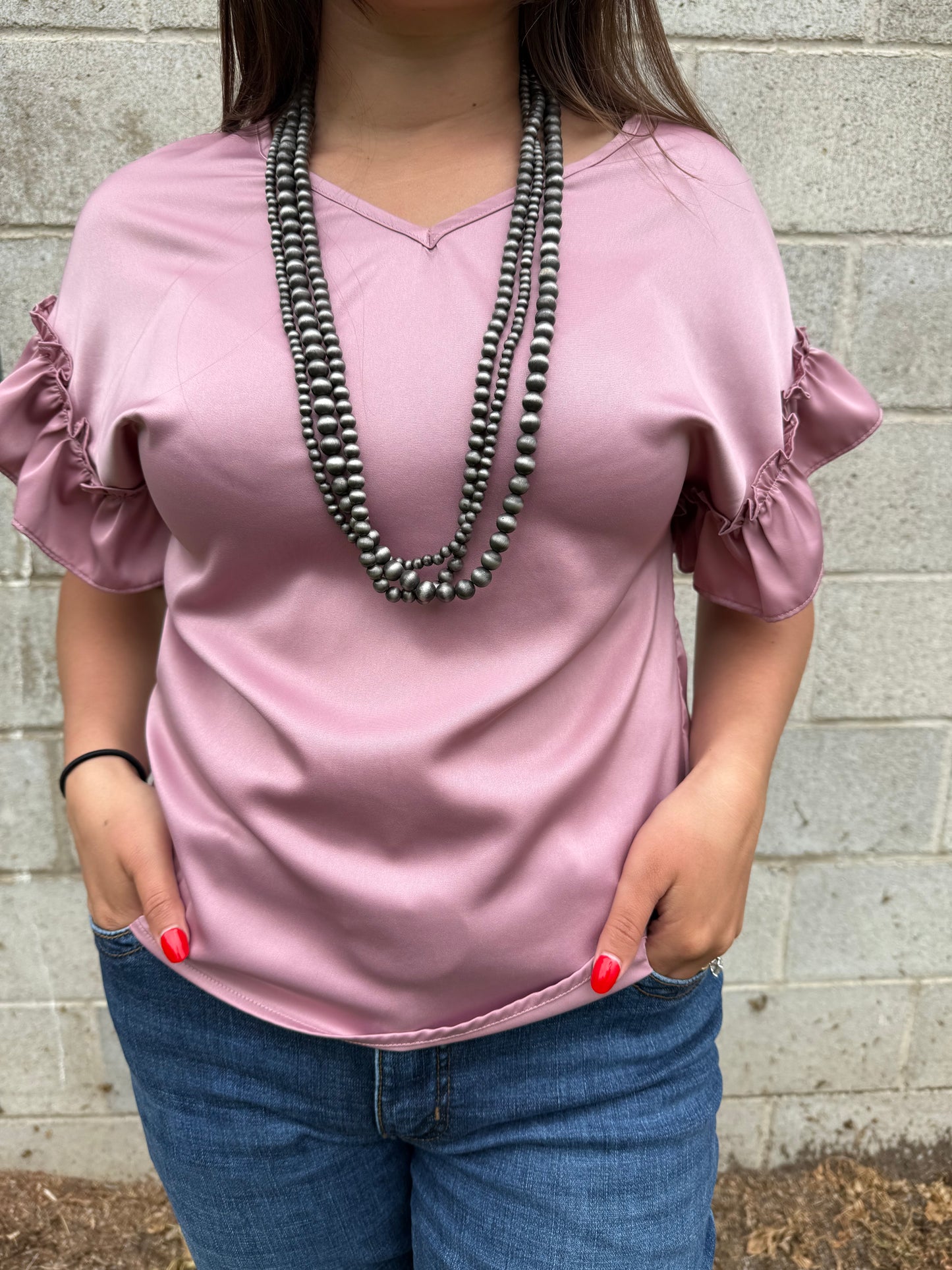 Dusty Rose Ruffle Blouse
