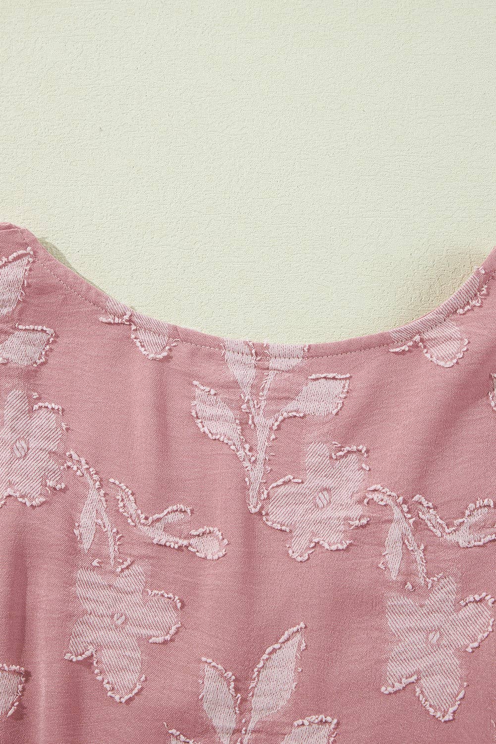 Blush Floral Textured Tiered Boho Dress